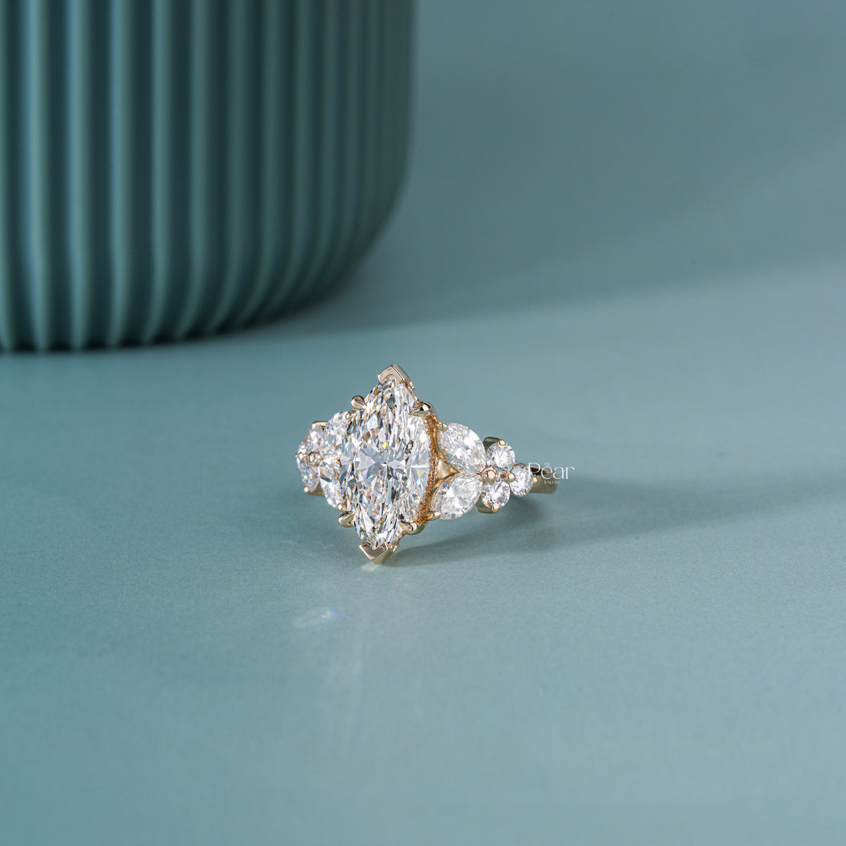 2.50CT Marquise Lab-Grown Diamond Engagement Ring with Side Diamonds