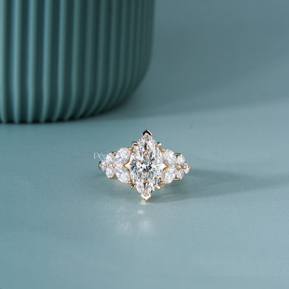 2.50CT Marquise Lab-Grown Diamond Engagement Ring with Side Diamonds
