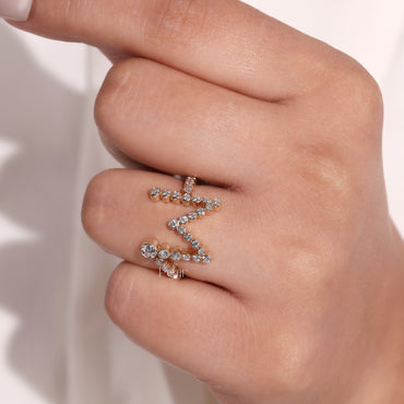 “M” Personalised Initial Lab-Grown Diamond Ring