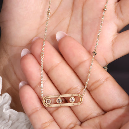 Round Brilliant Lab-Grown Diamond Station Chain Necklace