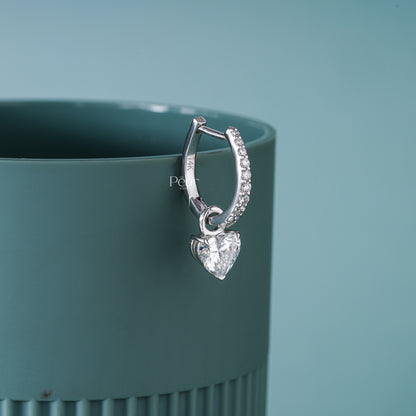 2.00TCW Heart Cut Lab-Grown Diamond Drop Hoop Earrings