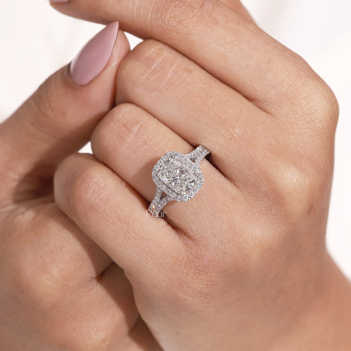 2.00CT Radiant Cut Halo Lab-Grown Diamond Engagement Ring