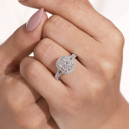 2.00CT Radiant Cut Halo Lab-Grown Diamond Engagement Ring