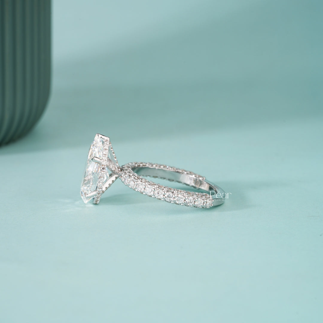 4.00CT Pear Cut Lab-Grown Diamond Engagement Ring with Side Diamonds