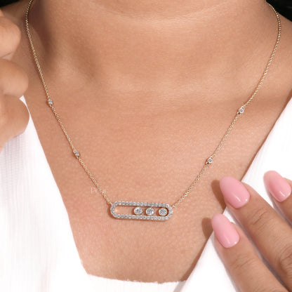 Round Brilliant Lab-Grown Diamond Station Chain Necklace