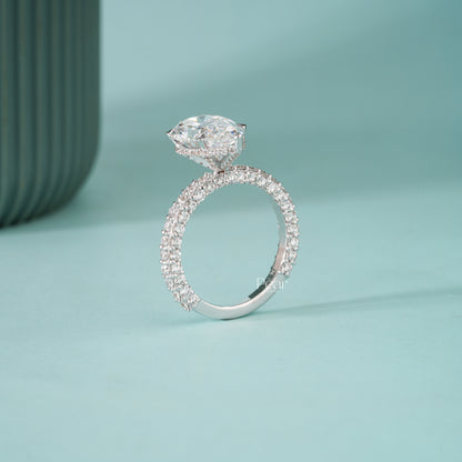 4.00CT Pear Cut Lab-Grown Diamond Engagement Ring with Side Diamonds