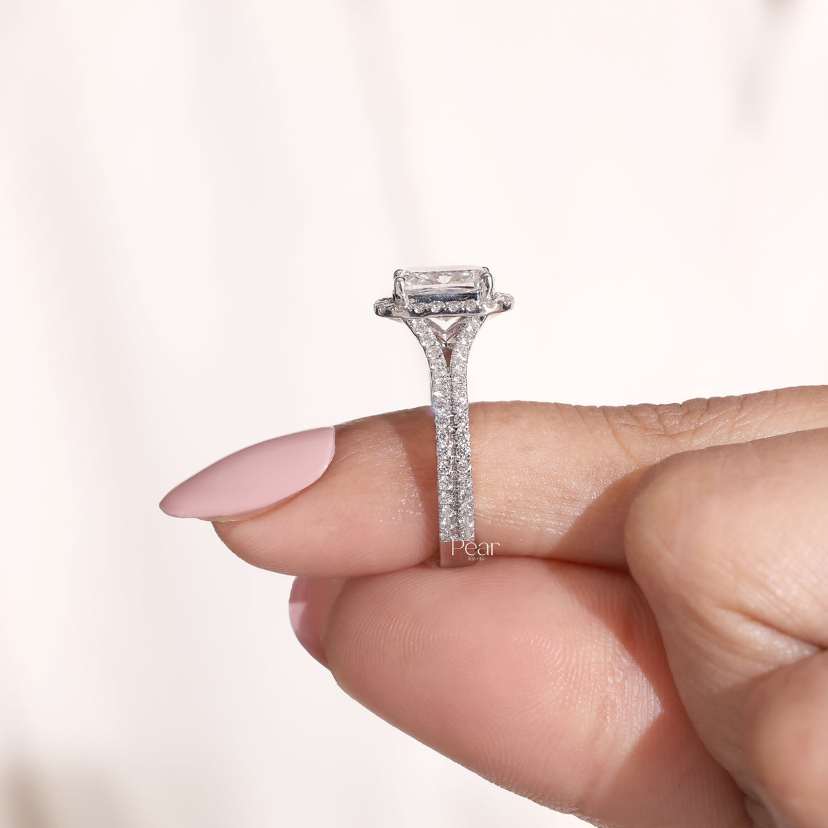 2.00CT Radiant Cut Halo Lab-Grown Diamond Engagement Ring