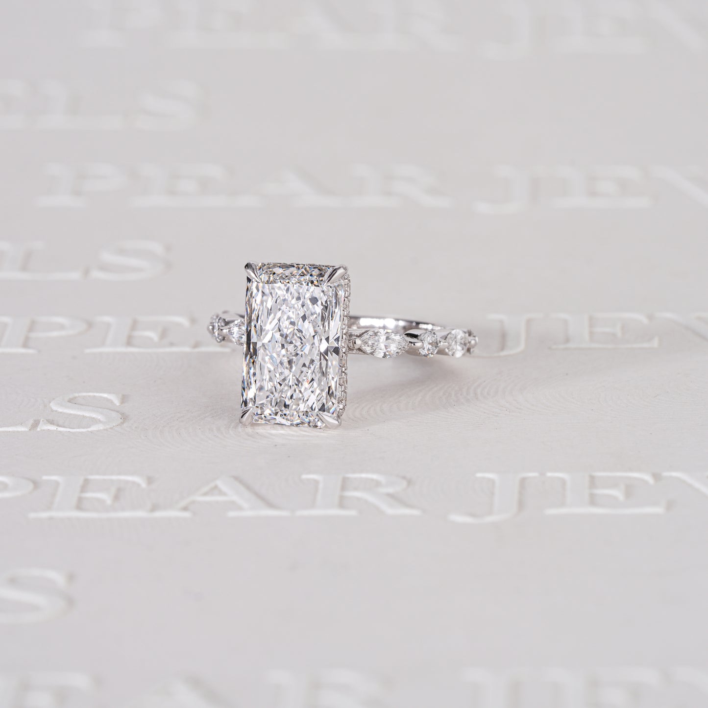 3.70CT Radiant Double Halo with Marquise & Round Lab-Grown Diamond Engagement Ring