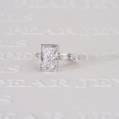 3.70CT Radiant Double Halo with Marquise & Round Lab-Grown Diamond Engagement Ring