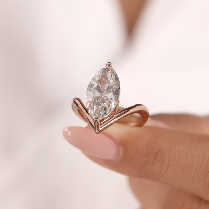 4.00CT Marquise Solitaire Lab-Grown Diamond Engagement Ring