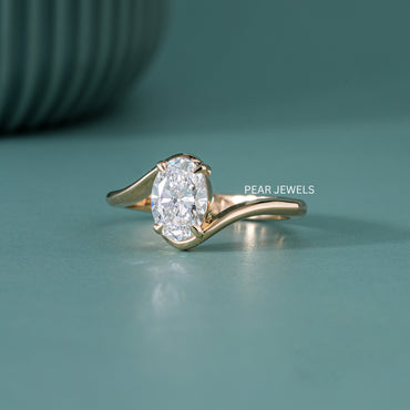 Oval Solitaire Labgrown Diamond Ring Band 1.0 TCW