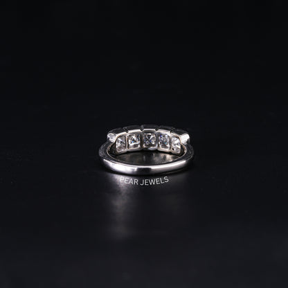 5 Stone Asscher Pinky Labgrown Diamond Ring - Pear Jewels