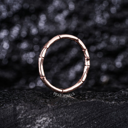 Bamboo Style Plain Gold Band Ring - Pear Jewels