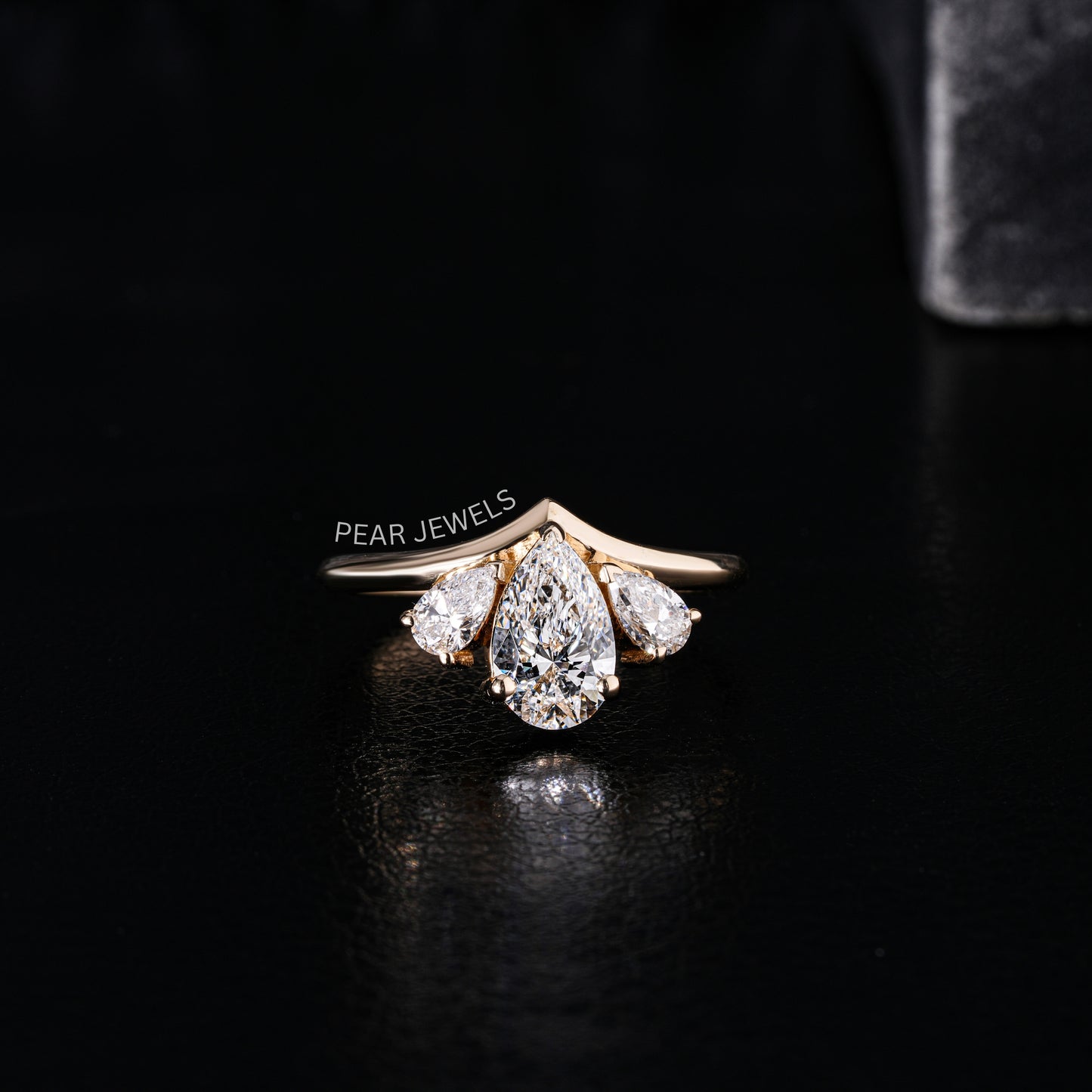 1.0Ct Pear Three Stone Fancy Labgrown Diamond Ring - Pear Jewels