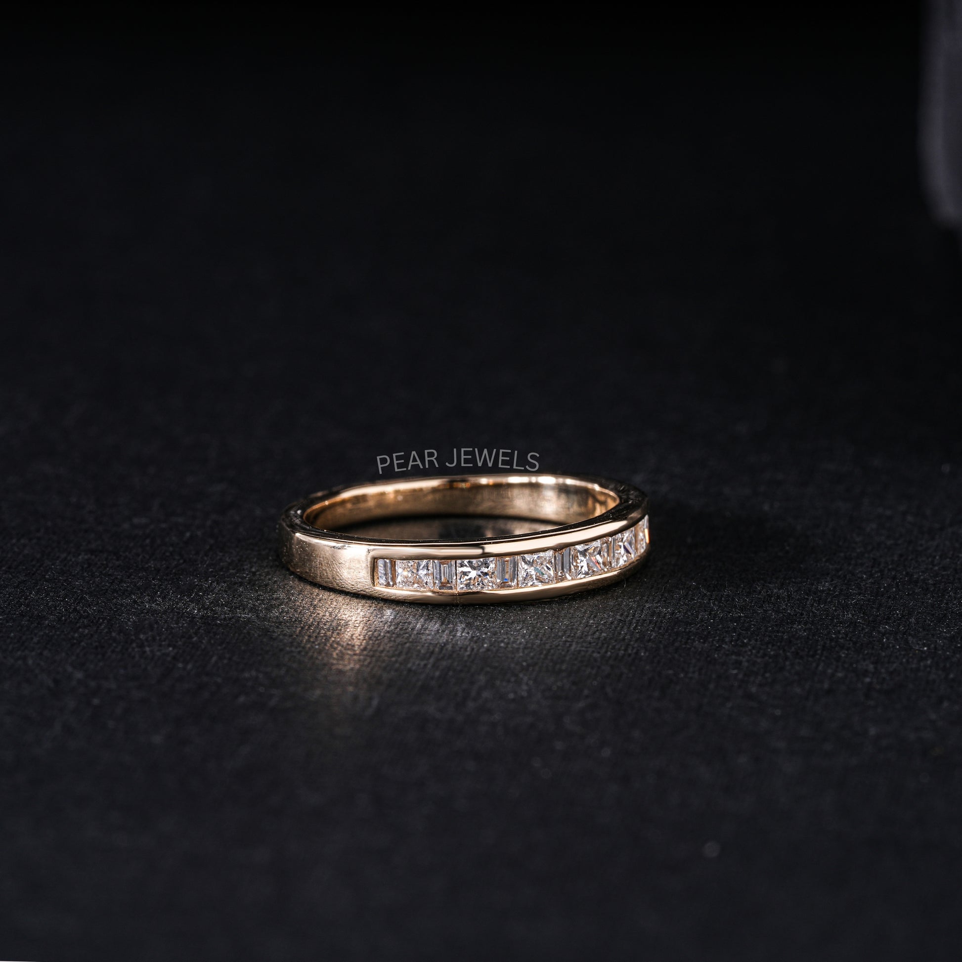 Princess & Baguette Labgown Diamond Engagement Band - Pear Jewels