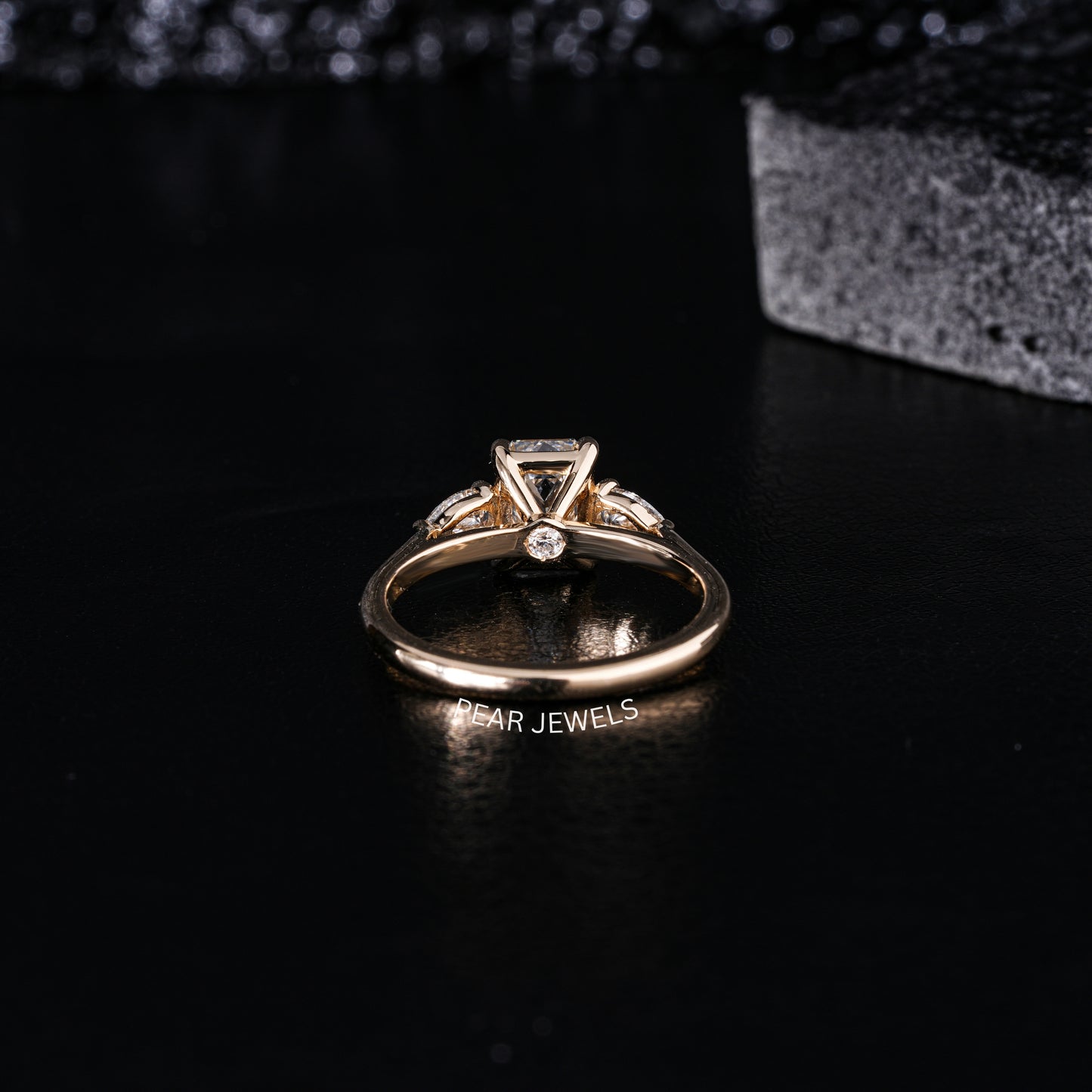 1.5Ct Emerald & Pear Three Stone Labgrown Diamond Engagement Ring - Pear Jewels