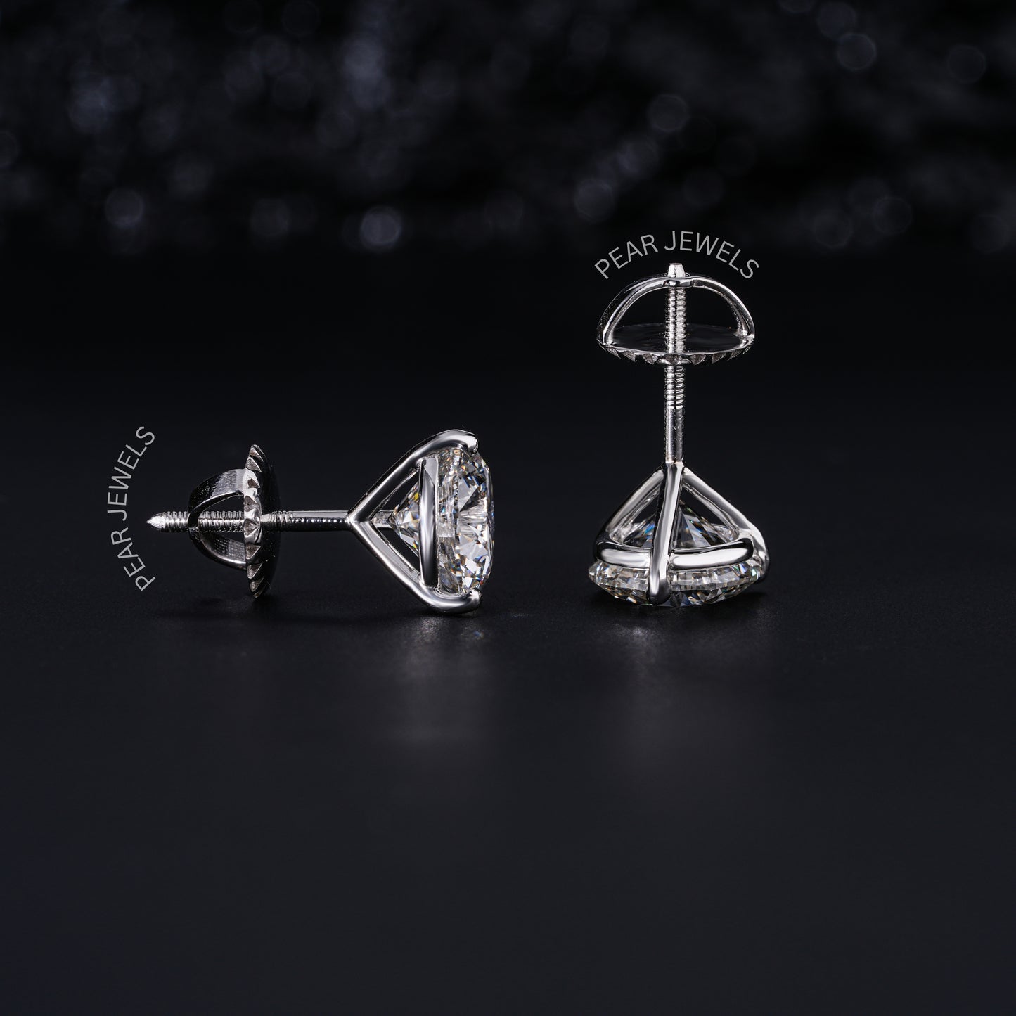 1.00Ct Three Prongs Martin Setting Labgrown Diamonds Studs - Pear Jewels
