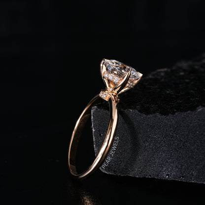 2.00CT Round Halo Labgrown Diamond Engagement Ring - Pear Jewels