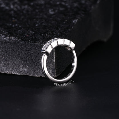 5 Stone Asscher Pinky Labgrown Diamond Ring - Pear Jewels