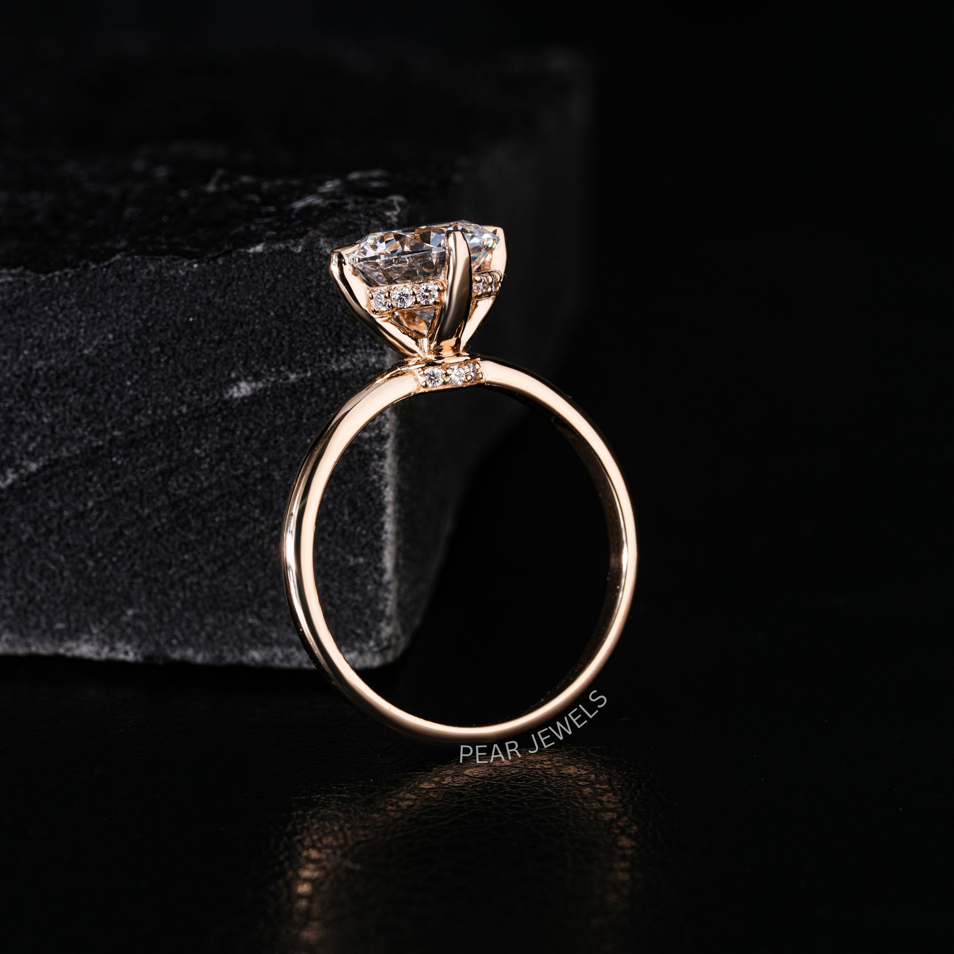 2.00CT Round Halo Labgrown Diamond Engagement Ring - Pear Jewels