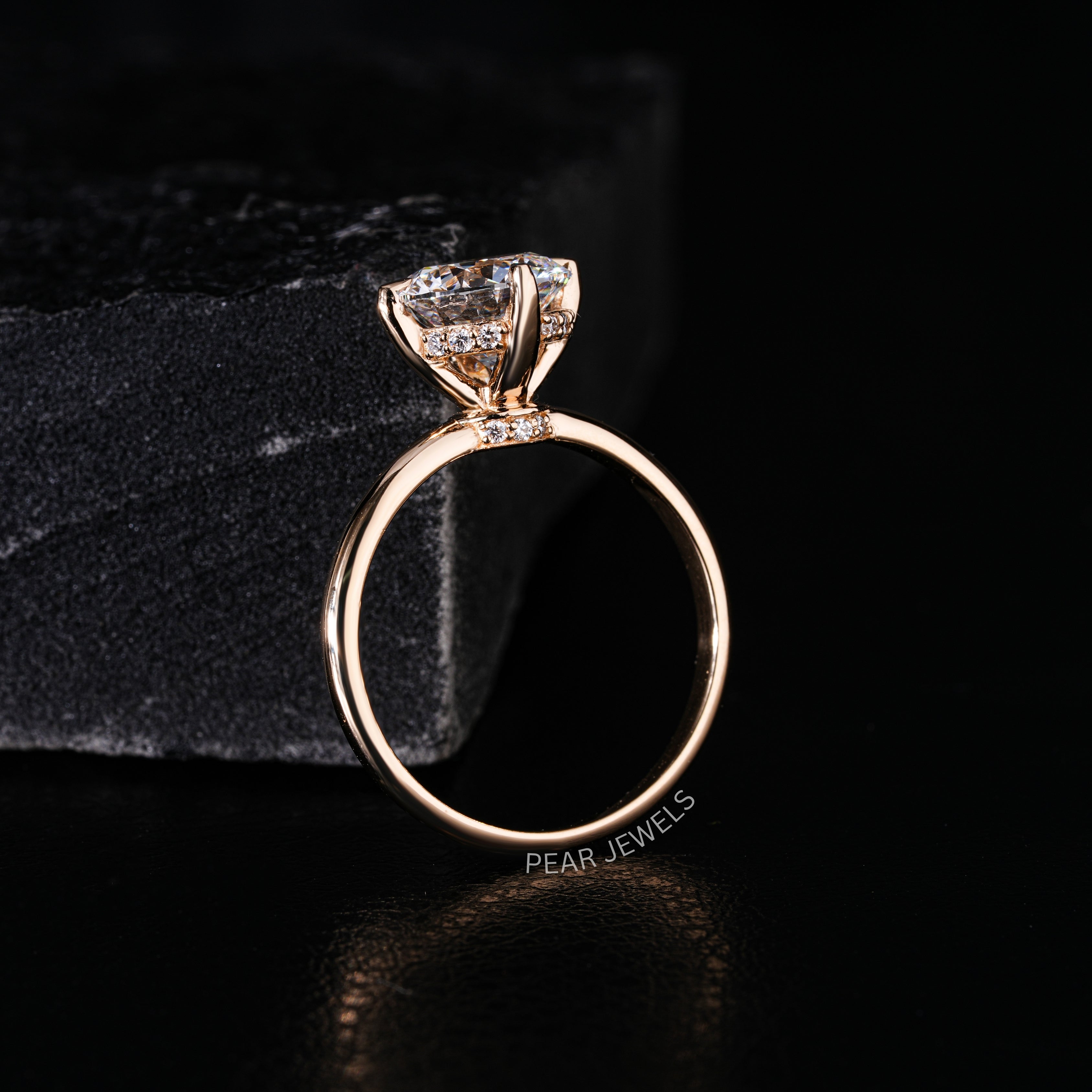 2.00CT Round Halo Labgrown Diamond Engagement Ring - Pear Jewels