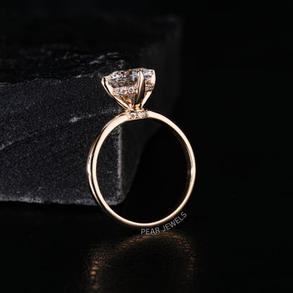 2.00CT Round Halo Labgrown Diamond Engagement Ring - Pear Jewels