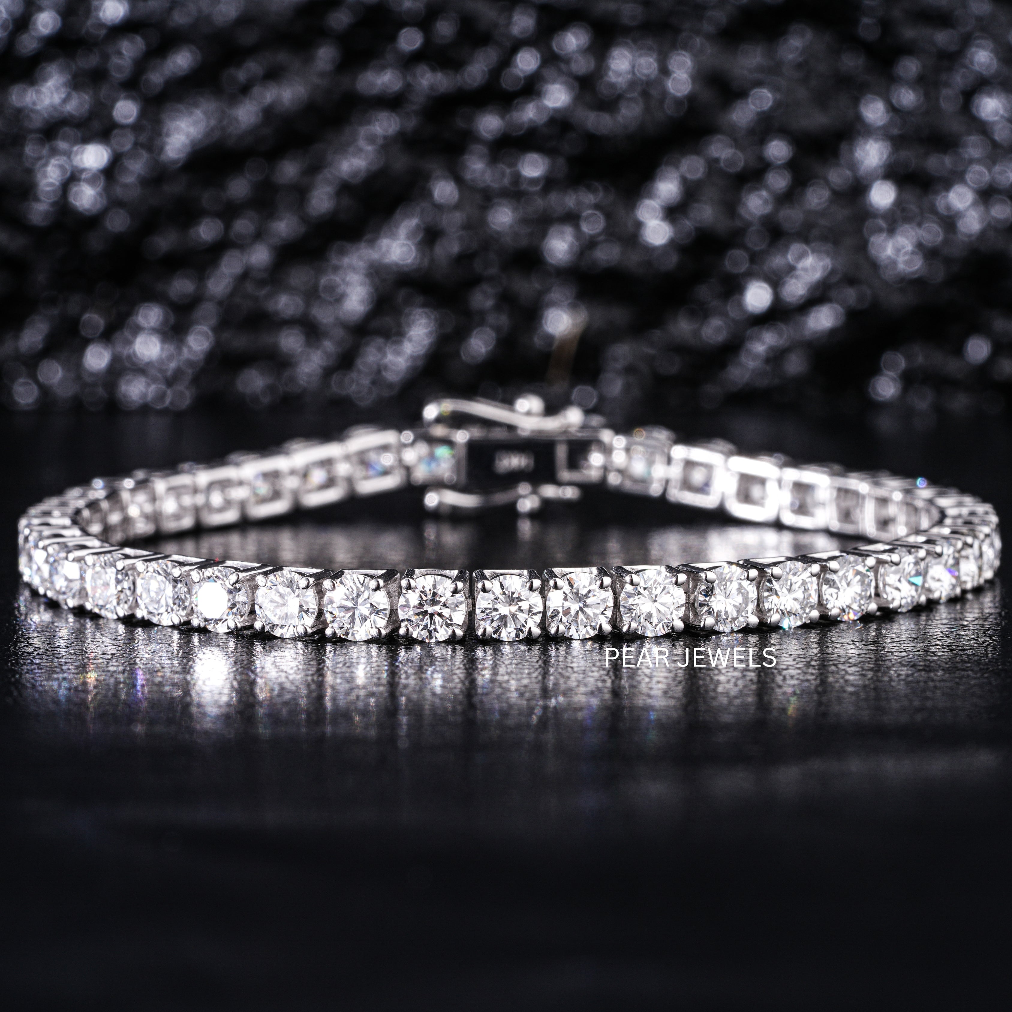 Round 4mm Tennis Labgrown Diamond Bracelet - Pear Jewels