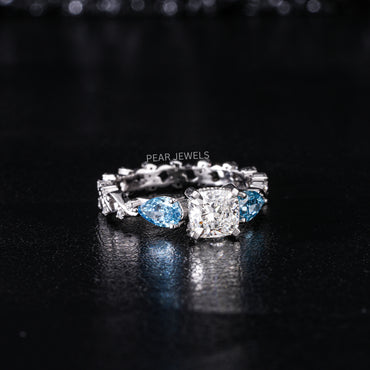 1.00Ct Cushion & Pear Fancy Labgrown Diamond Ring - Pear Jewels