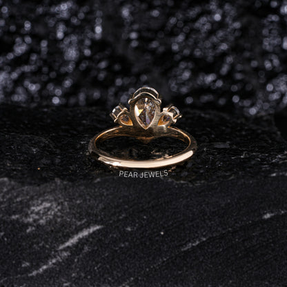 1.0Ct Pear Three Stone Fancy Labgrown Diamond Ring - Pear Jewels