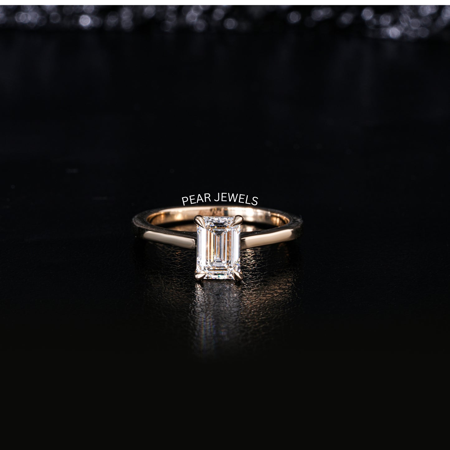 1.5ct Emerald Solitaire Labgrown Diamond Ring - Pear Jewels