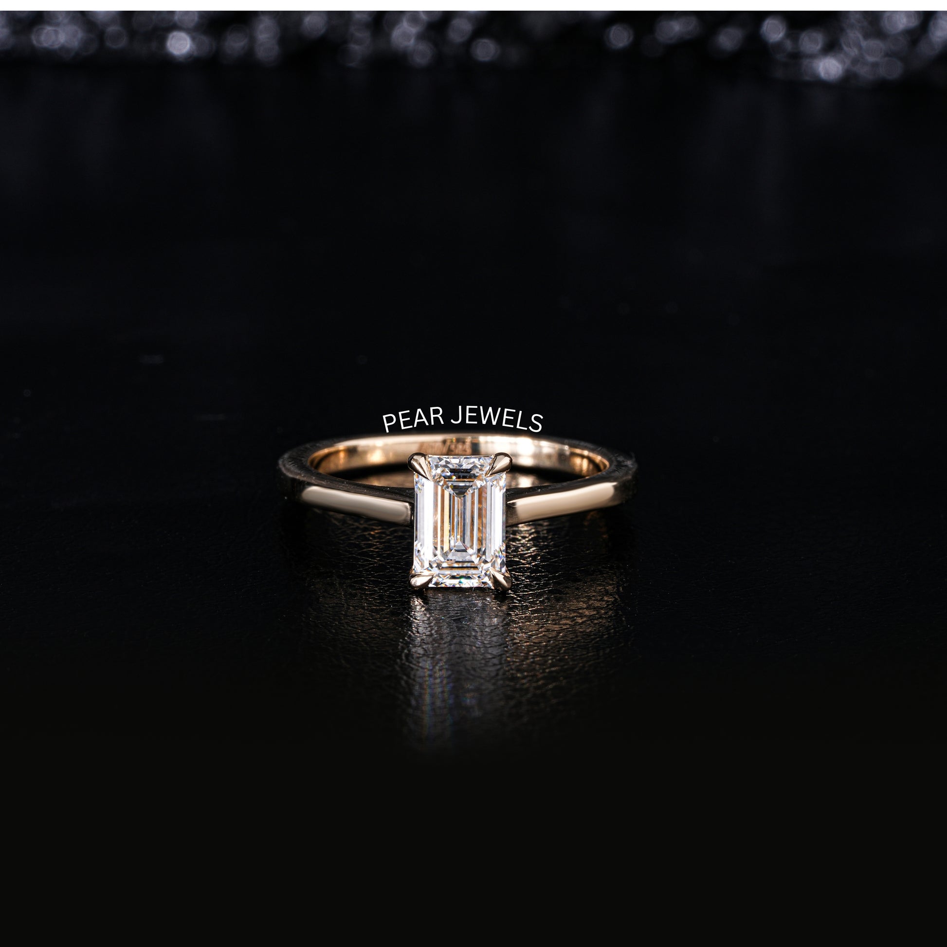 1.5ct Emerald Solitaire Labgrown Diamond Ring - Pear Jewels