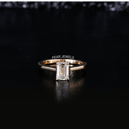 1.5ct Emerald Solitaire Labgrown Diamond Ring - Pear Jewels