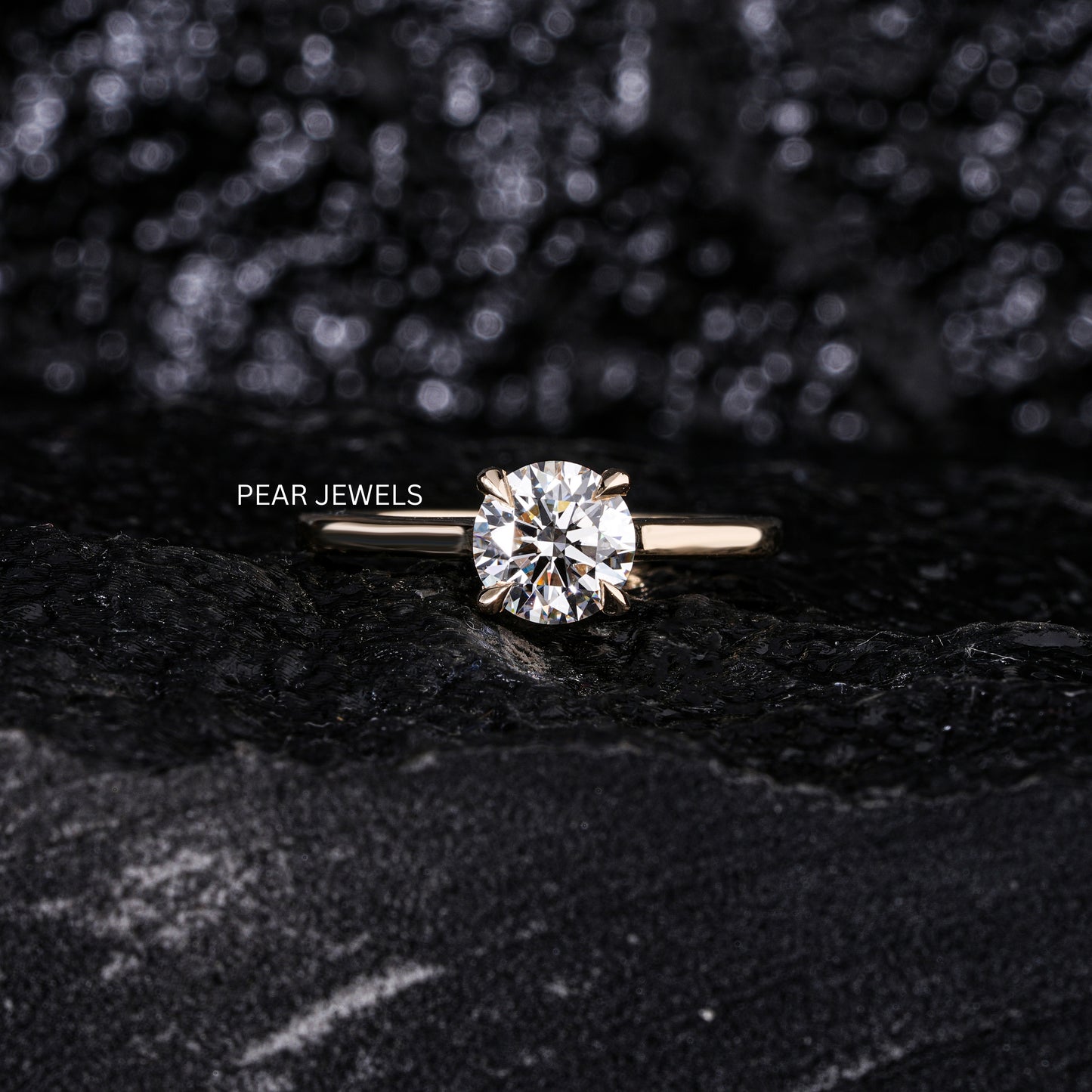 1.2Ct Round Solitaire Labgrown Diamond Engagement Ring - Pear Jewels