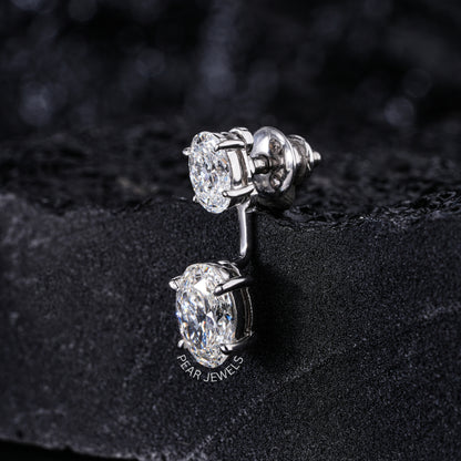 1.0ct + 0.5ct Two in one Oval Labgrown Diamond Studs - Pear Jewels