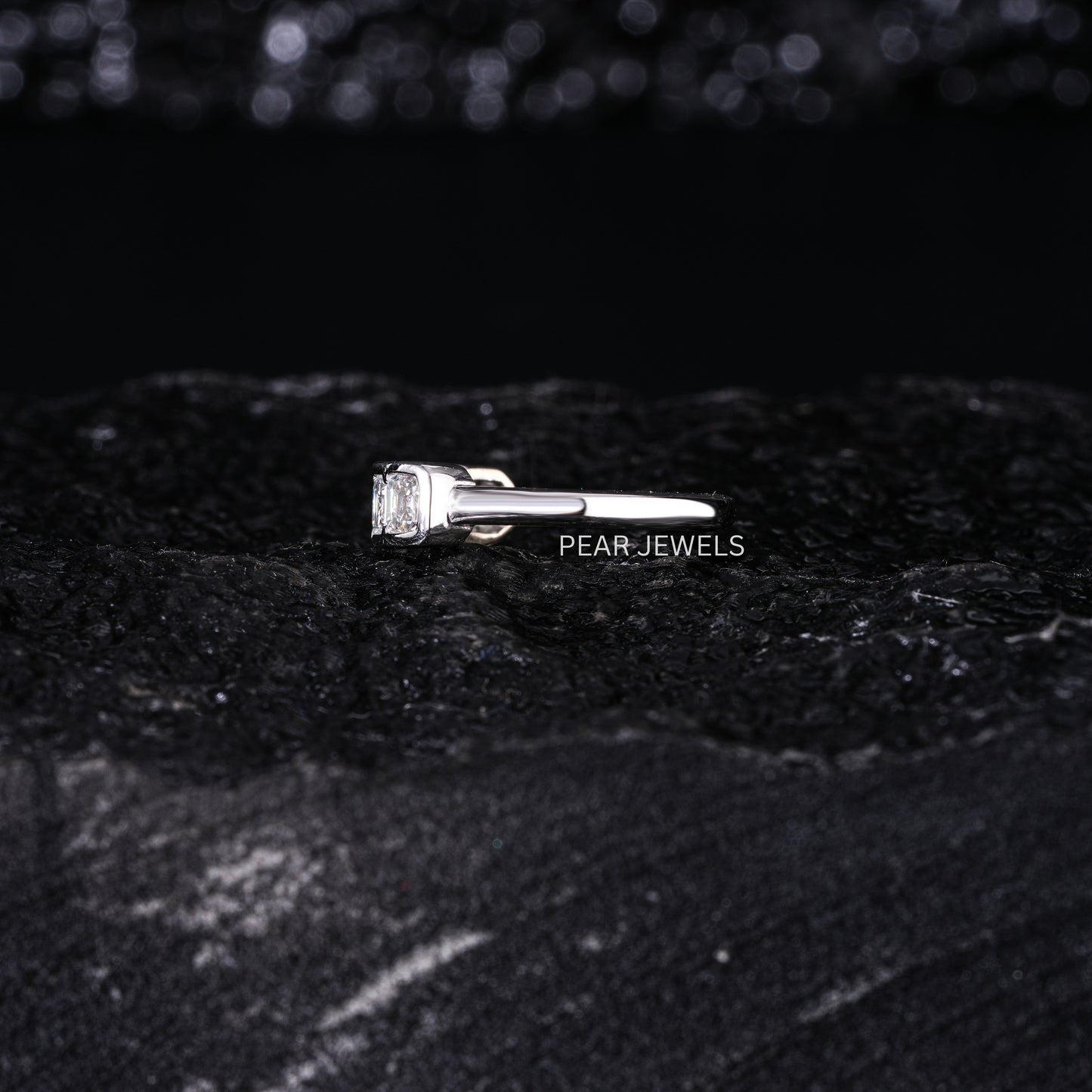 5 Stone Asscher Pinky Labgrown Diamond Ring - Pear Jewels