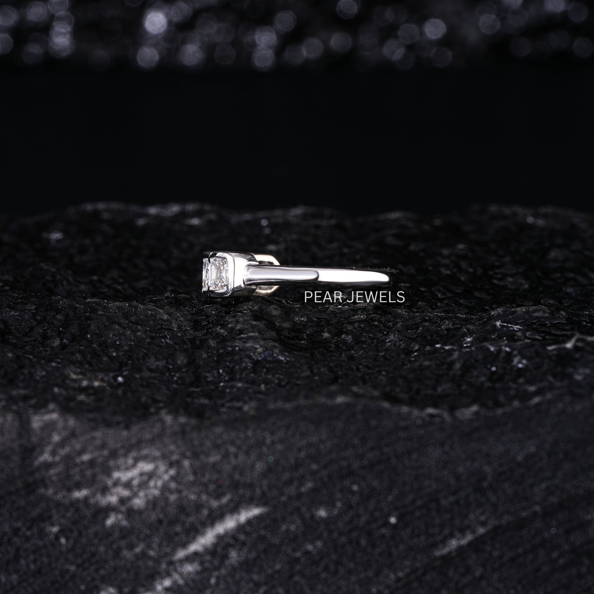 5 Stone Asscher Pinky Labgrown Diamond Ring - Pear Jewels