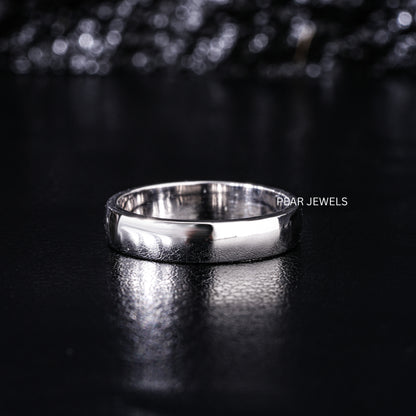 4mm White Gold Wedding Mens Band - Pear Jewels
