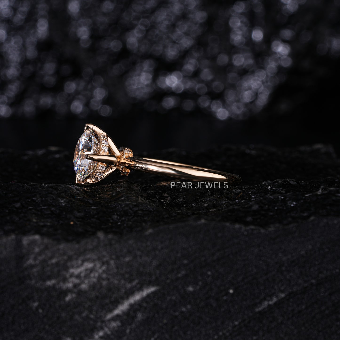 2.00CT Round Halo Labgrown Diamond Engagement Ring - Pear Jewels