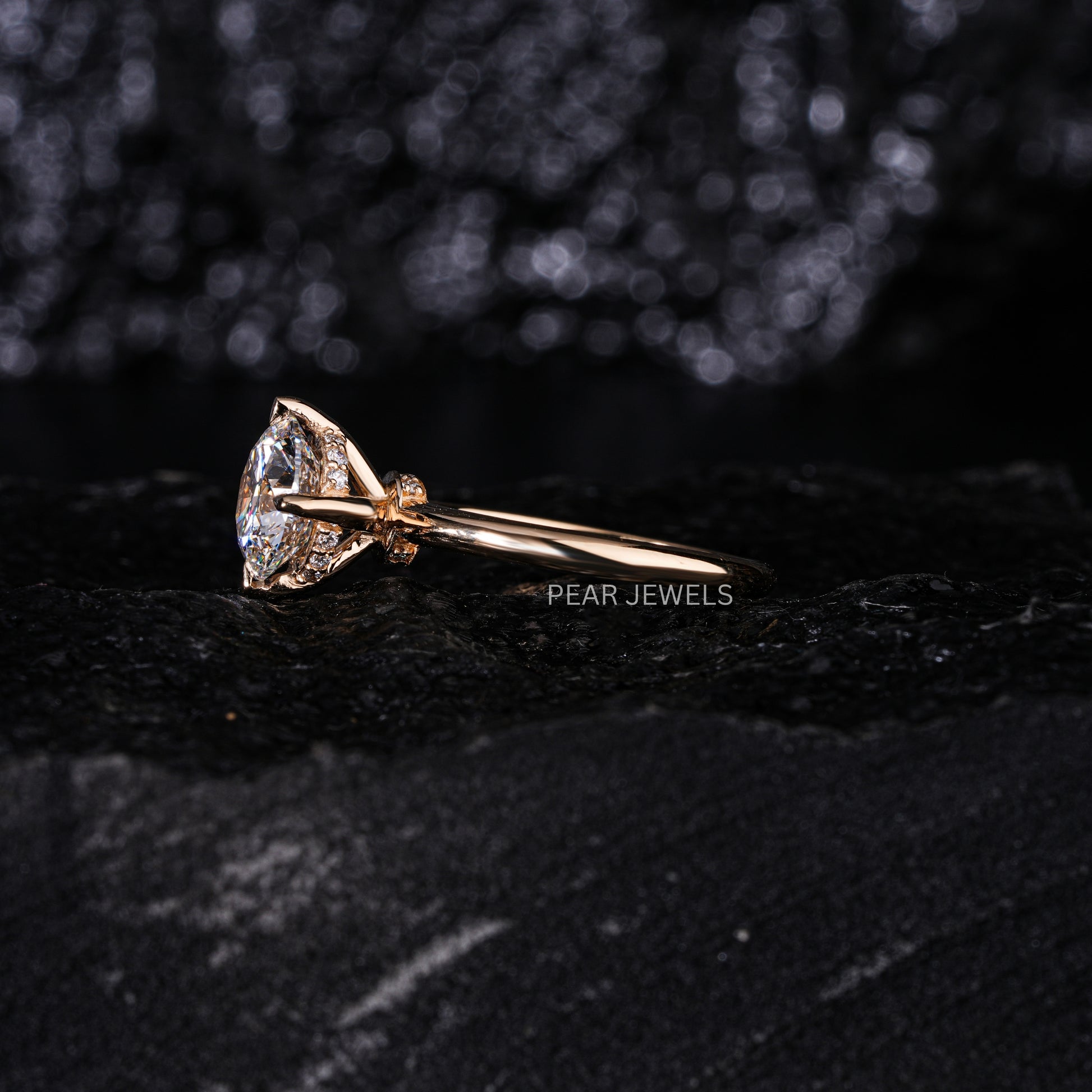 2.00CT Round Halo Labgrown Diamond Engagement Ring - Pear Jewels