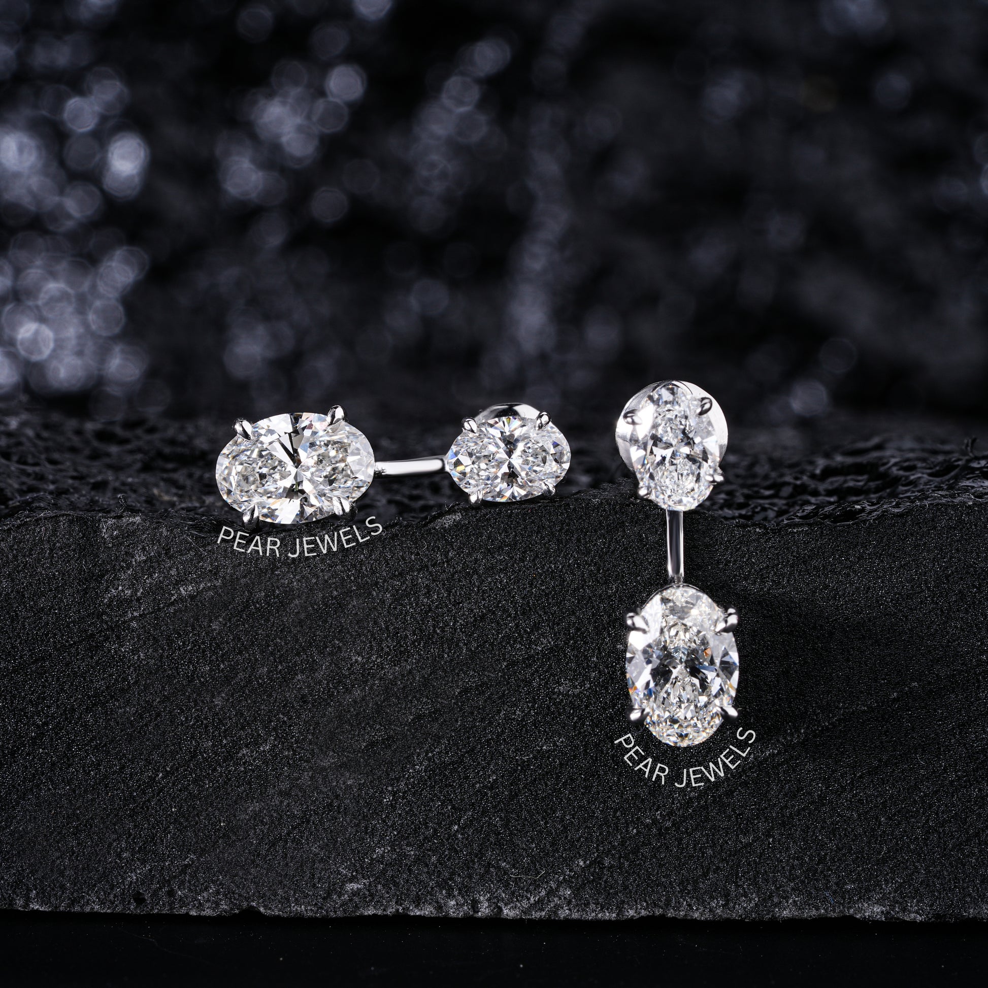 1.0ct + 0.5ct Two in one Oval Labgrown Diamond Studs - Pear Jewels