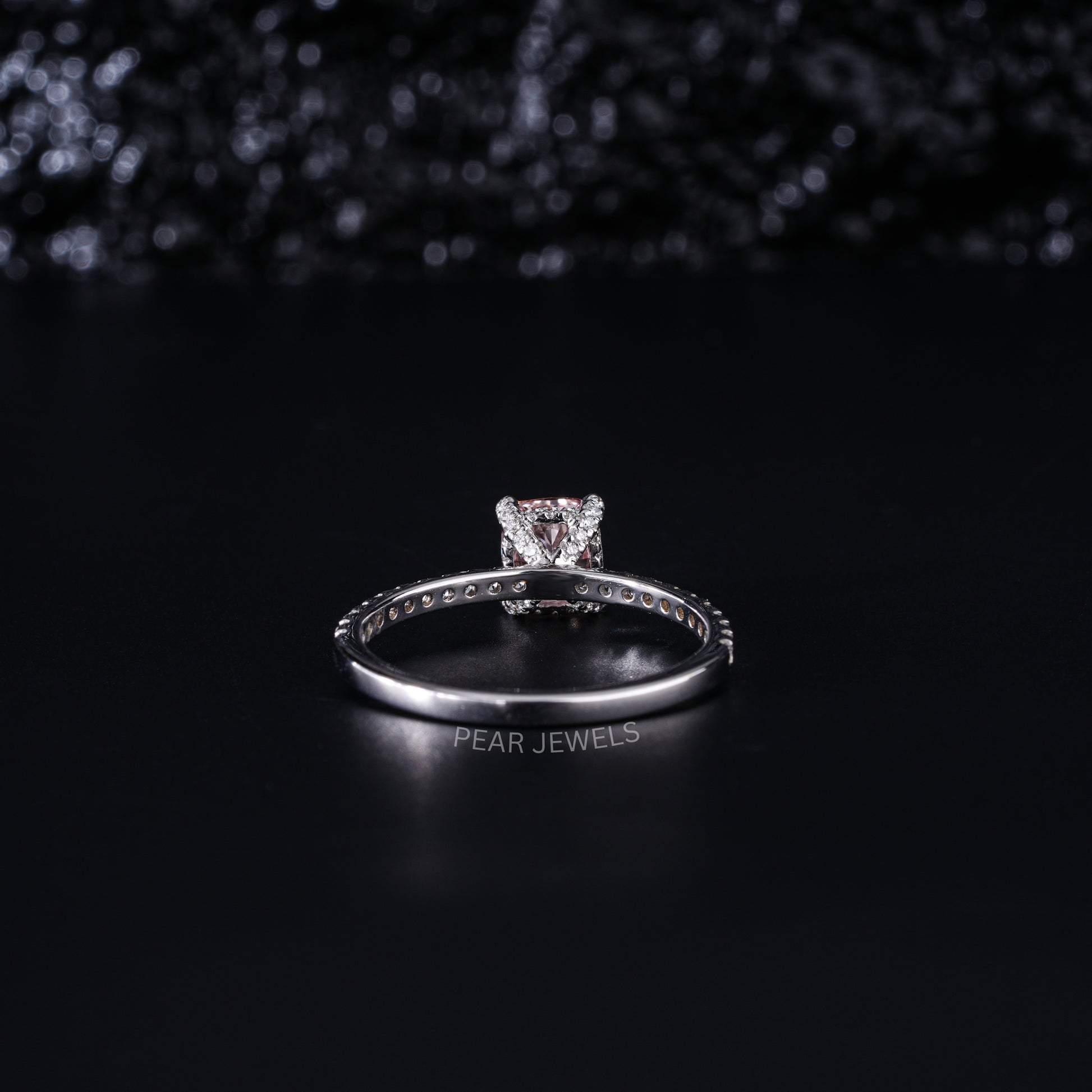 1.0Ct Pink Cushion Labgrown Diamond Engagement Ring - Pear Jewels