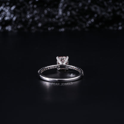 1.0Ct Pink Cushion Labgrown Diamond Engagement Ring - Pear Jewels