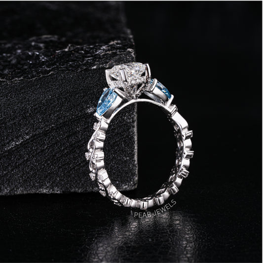 1.00Ct Cushion & Pear Fancy Labgrown Diamond Ring - Pear Jewels