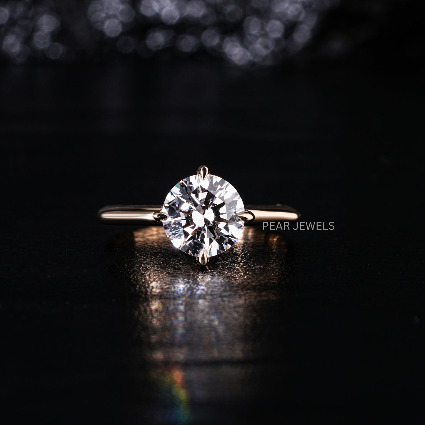 2.00CT Round Halo Labgrown Diamond Engagement Ring - Pear Jewels