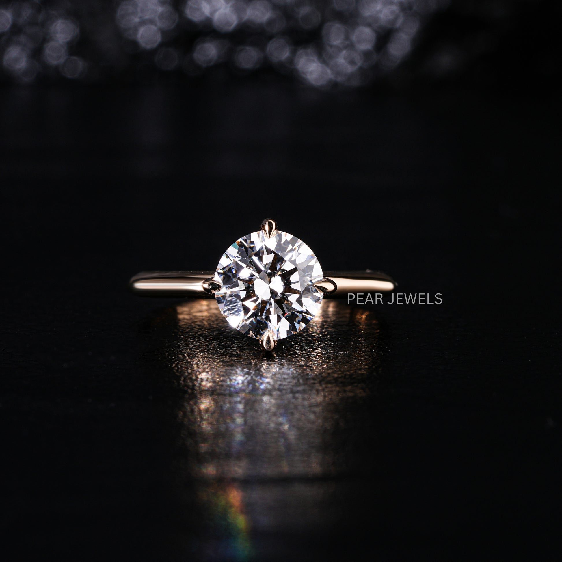 2.00CT Round Halo Labgrown Diamond Engagement Ring - Pear Jewels