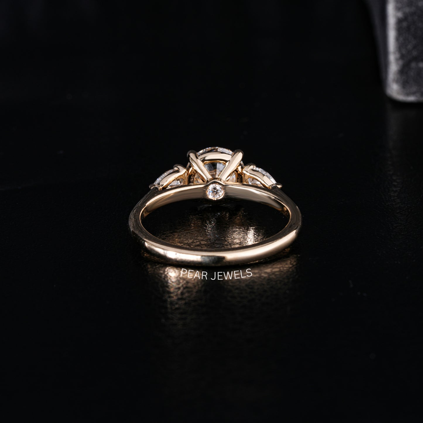 1.5Ct Round & Pear Three Stone Labgrown Diamond Engagement Ring - Pear Jewels