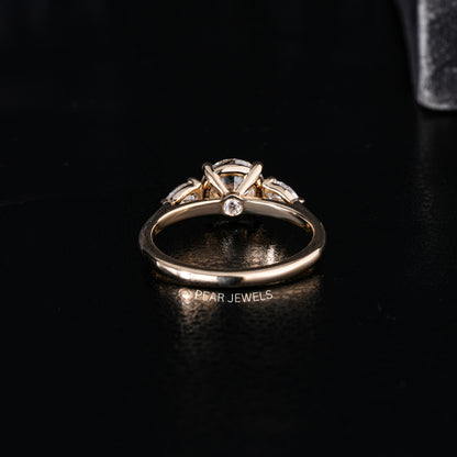 1.5Ct Round & Pear Three Stone Labgrown Diamond Engagement Ring - Pear Jewels