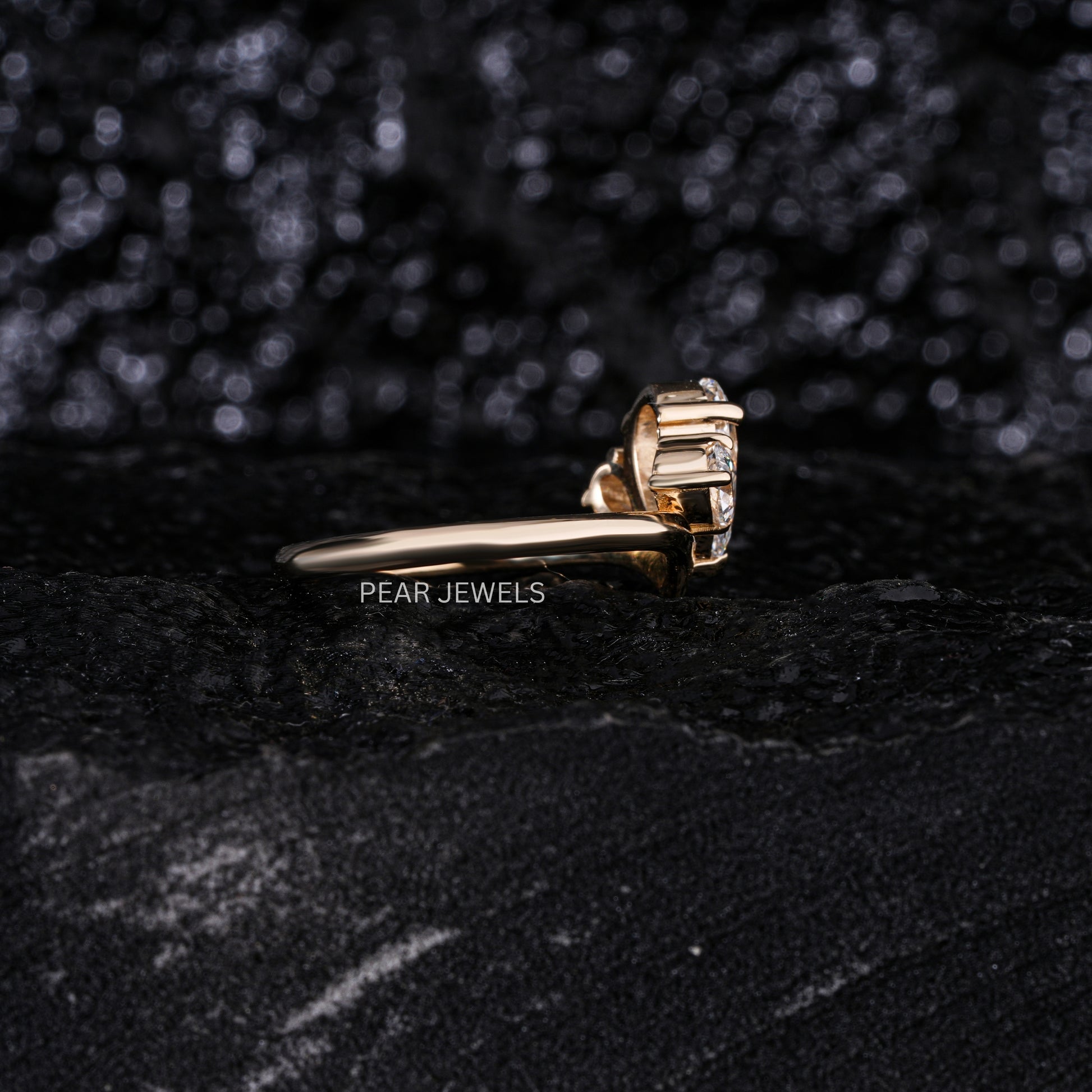 1.0Ct Pear Three Stone Fancy Labgrown Diamond Ring - Pear Jewels