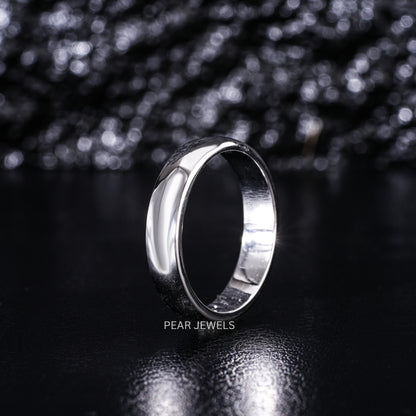 4mm White Gold Wedding Mens Band - Pear Jewels