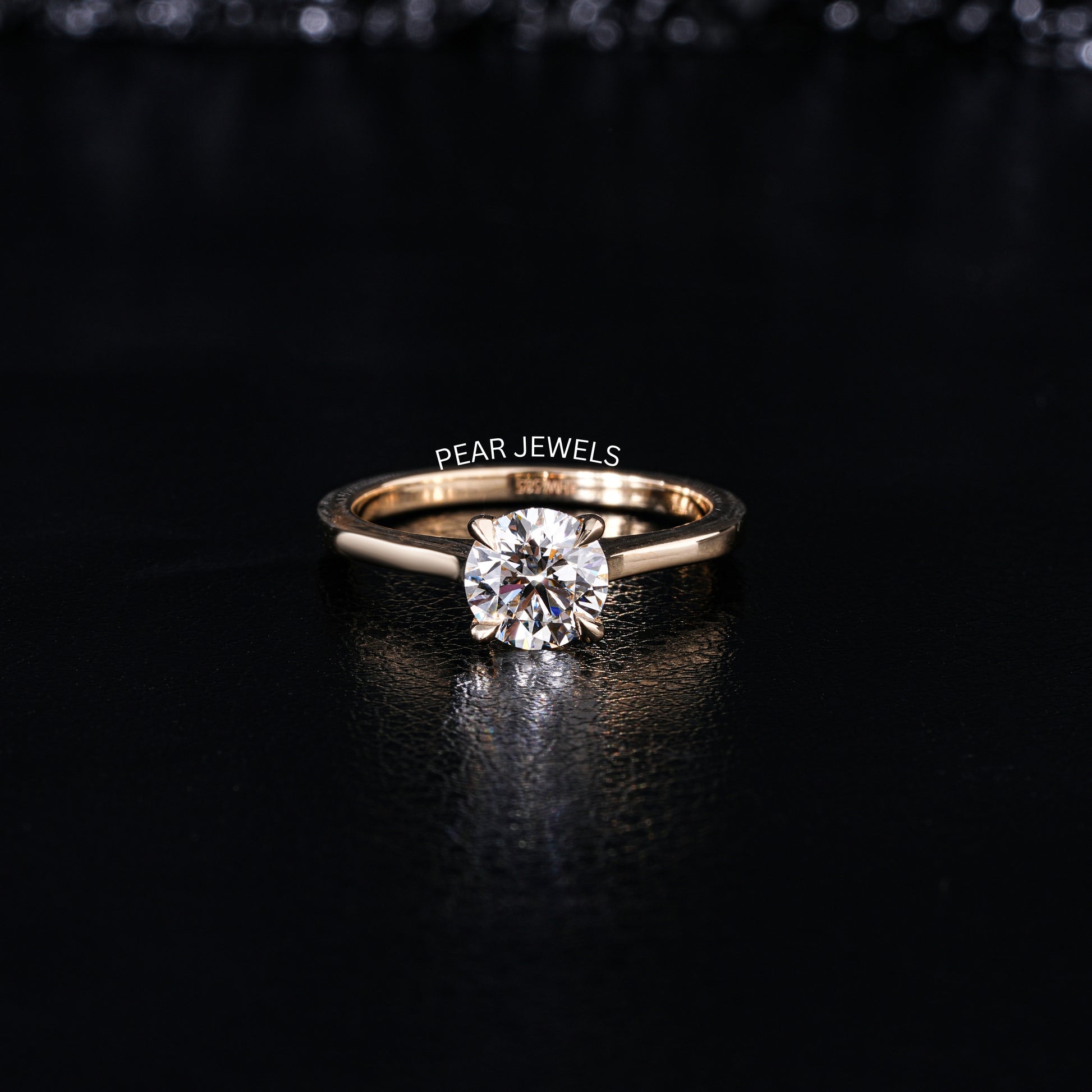 1.2Ct Round Solitaire Labgrown Diamond Engagement Ring - Pear Jewels